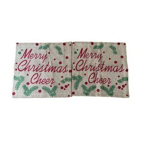 Farmhouse 100% Jute Holiday Christmas Placemats Set 2 13.5 x 13.5 Square Burlap